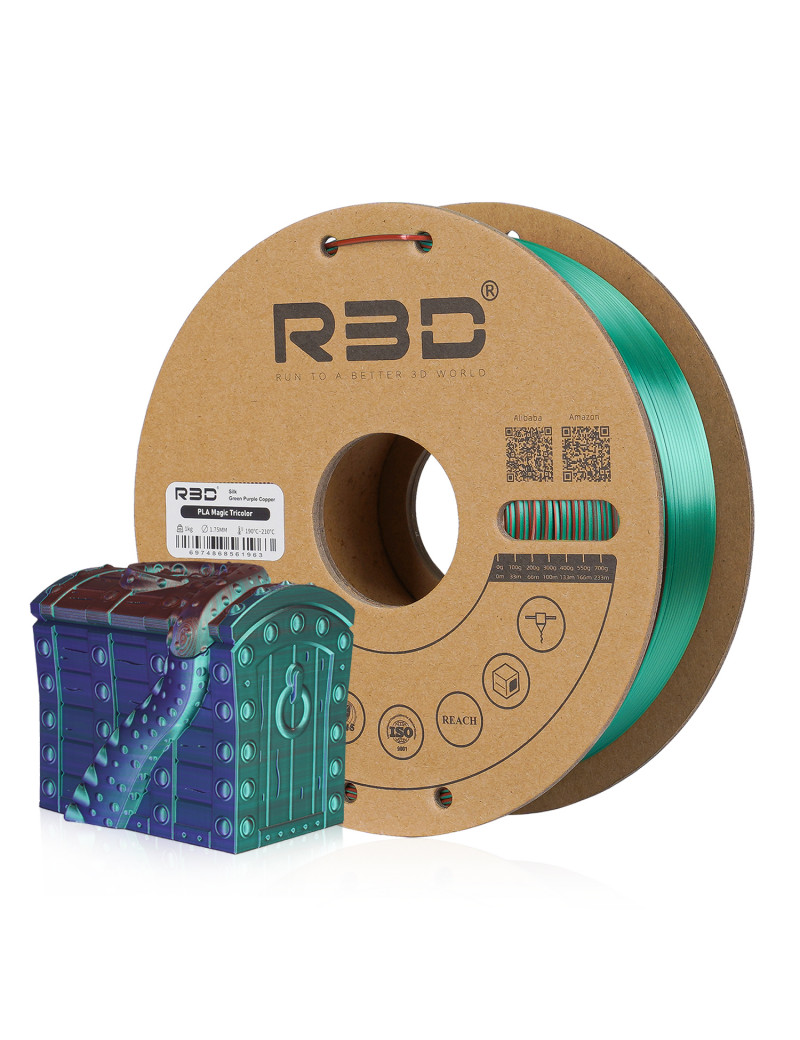 PLA Silk Tri-Color Green-Purple-Copper