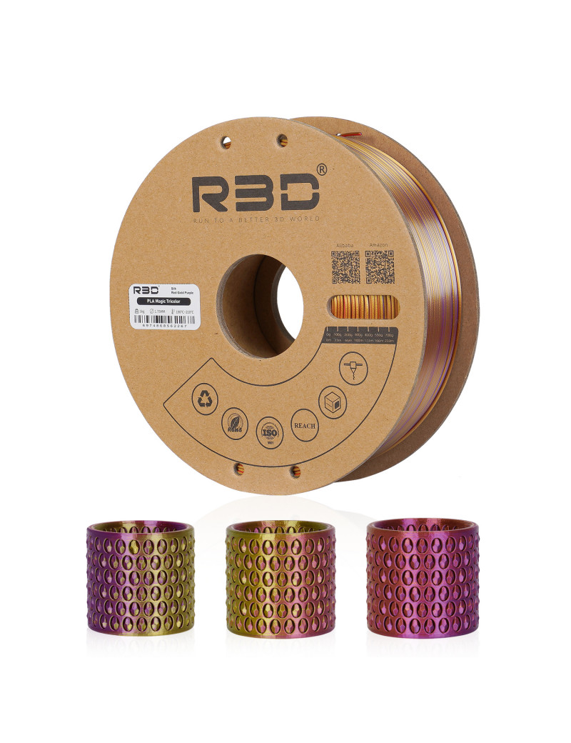 PLA Silk Tri-Color Red-Gold-Purple