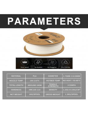 PLA Standard Filament (Solid White)