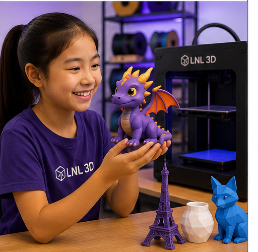 Student holding a finished 3D printed project