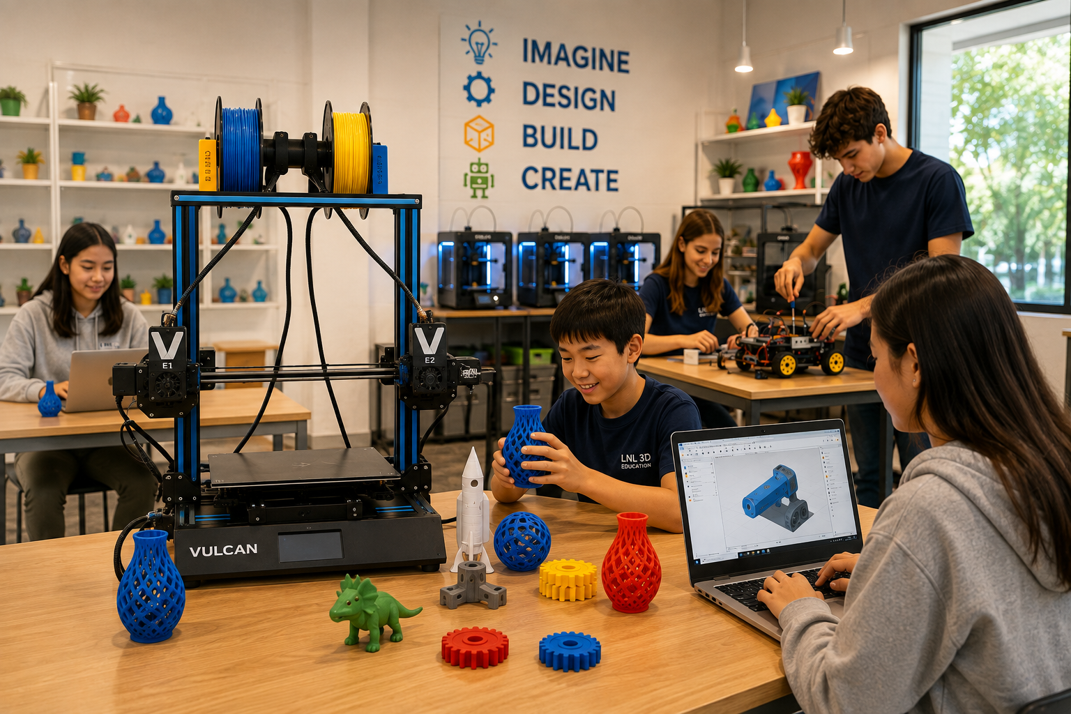 LNL 3D students learning 3D printing, CAD and robotics