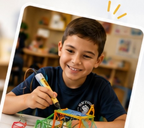 Student building with a 3D pen