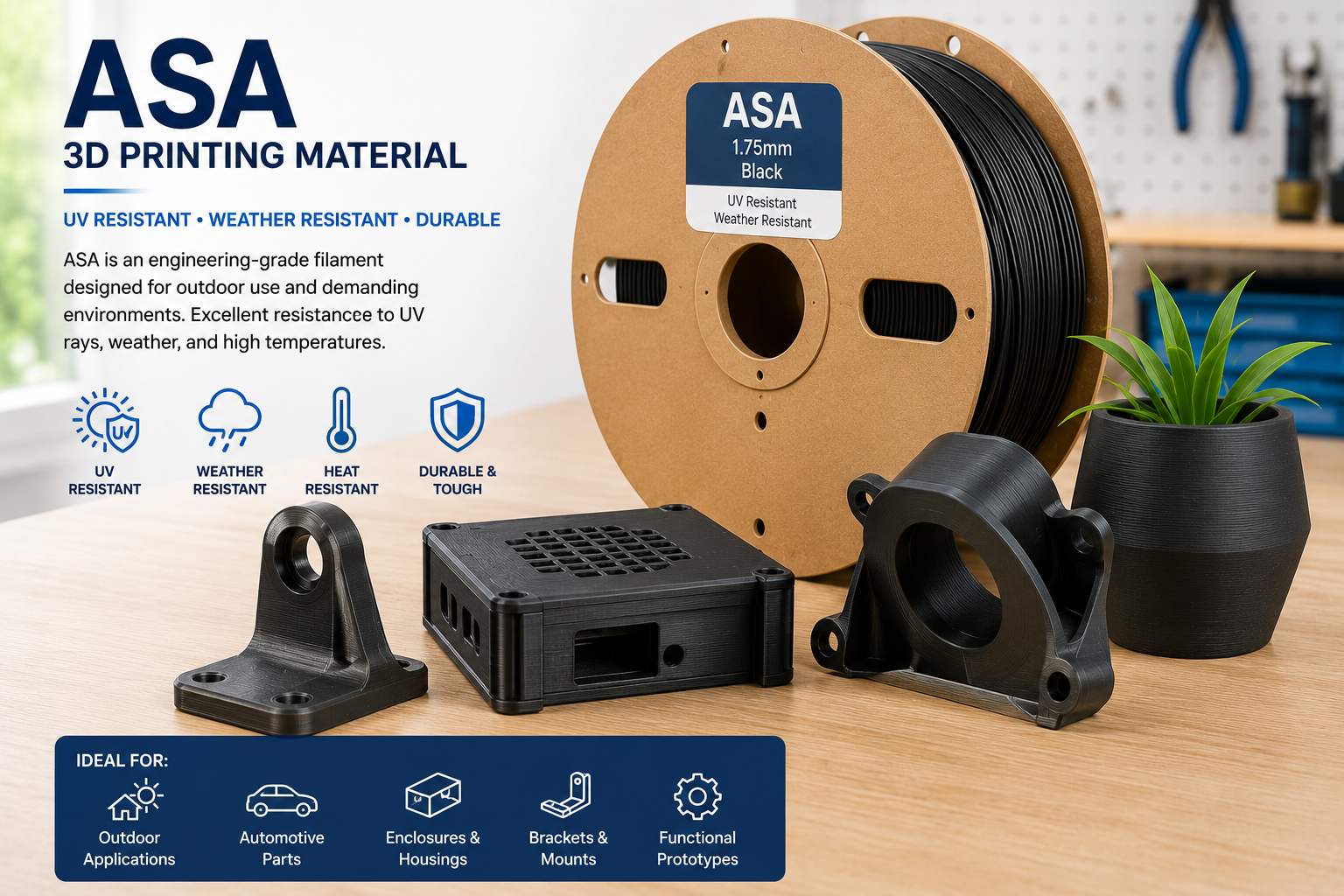 ASA filament and outdoor functional 3D printed parts