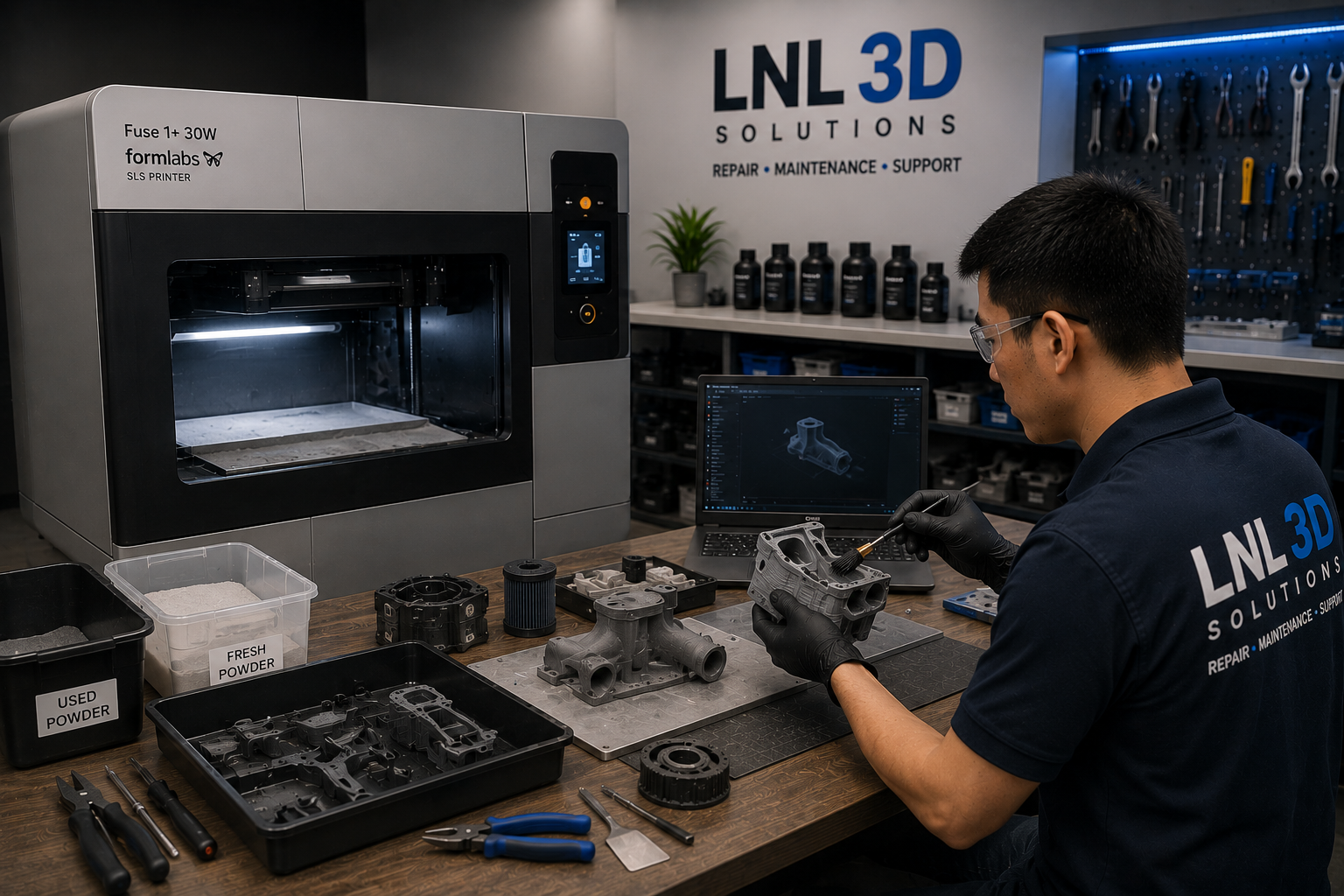 Professional SLS 3D printer maintenance and technical evaluation