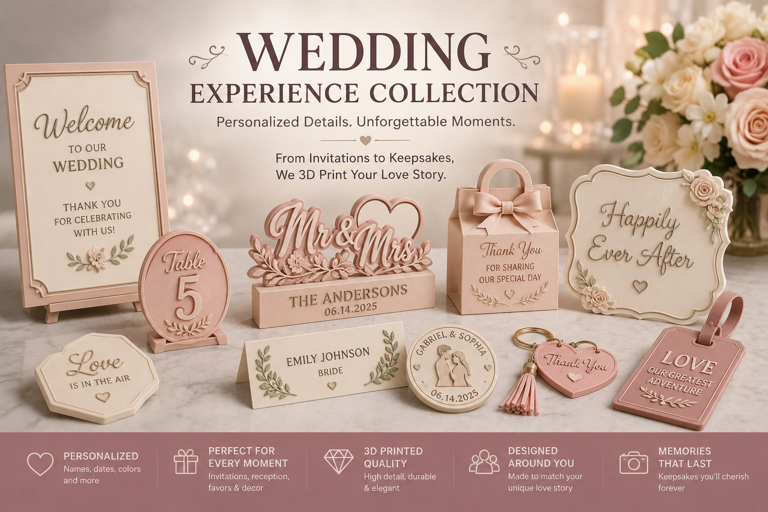 Custom 3D printed wedding concept collection