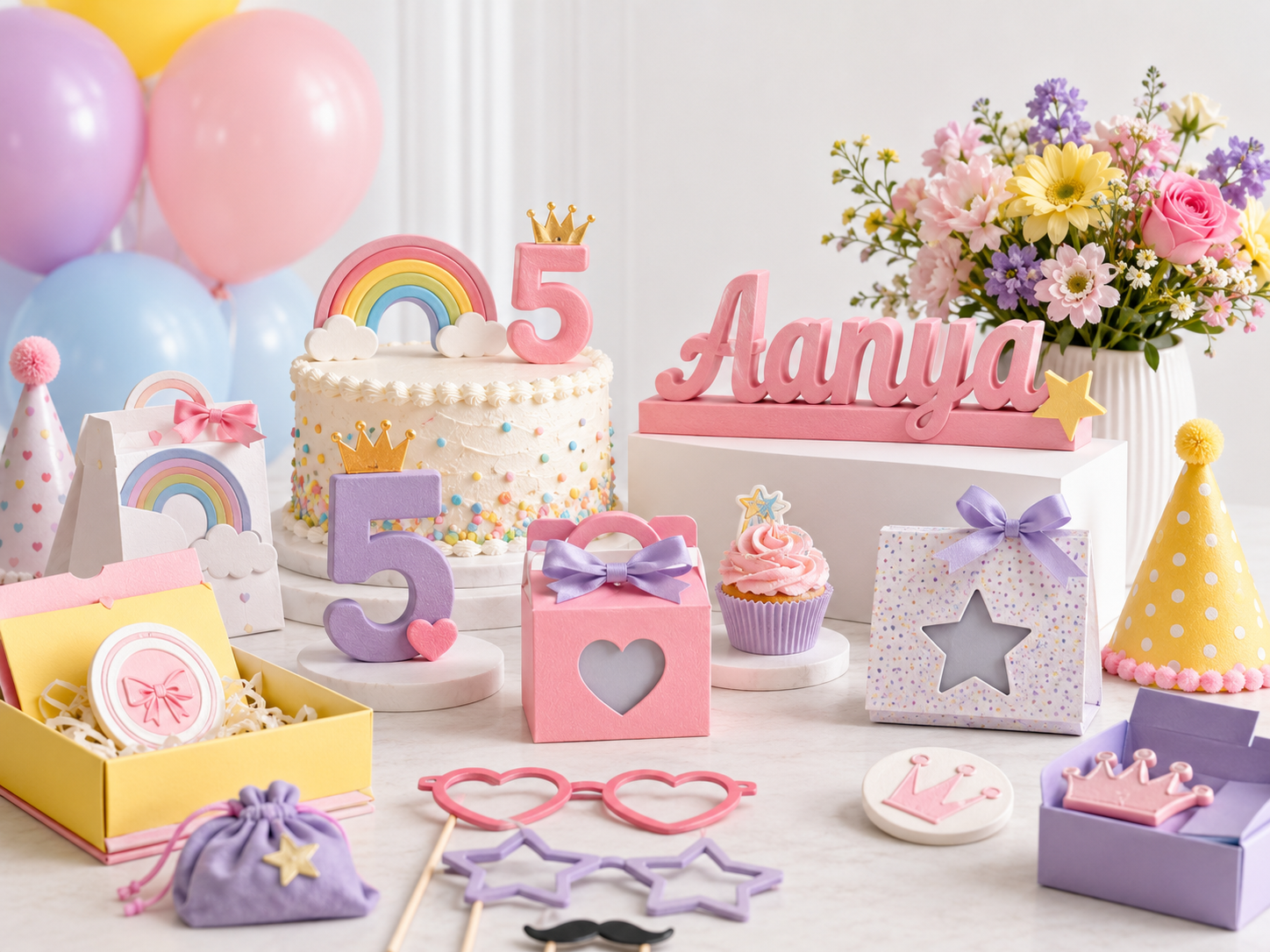 Custom 3D printed birthday name signs cake toppers party favors and decorations