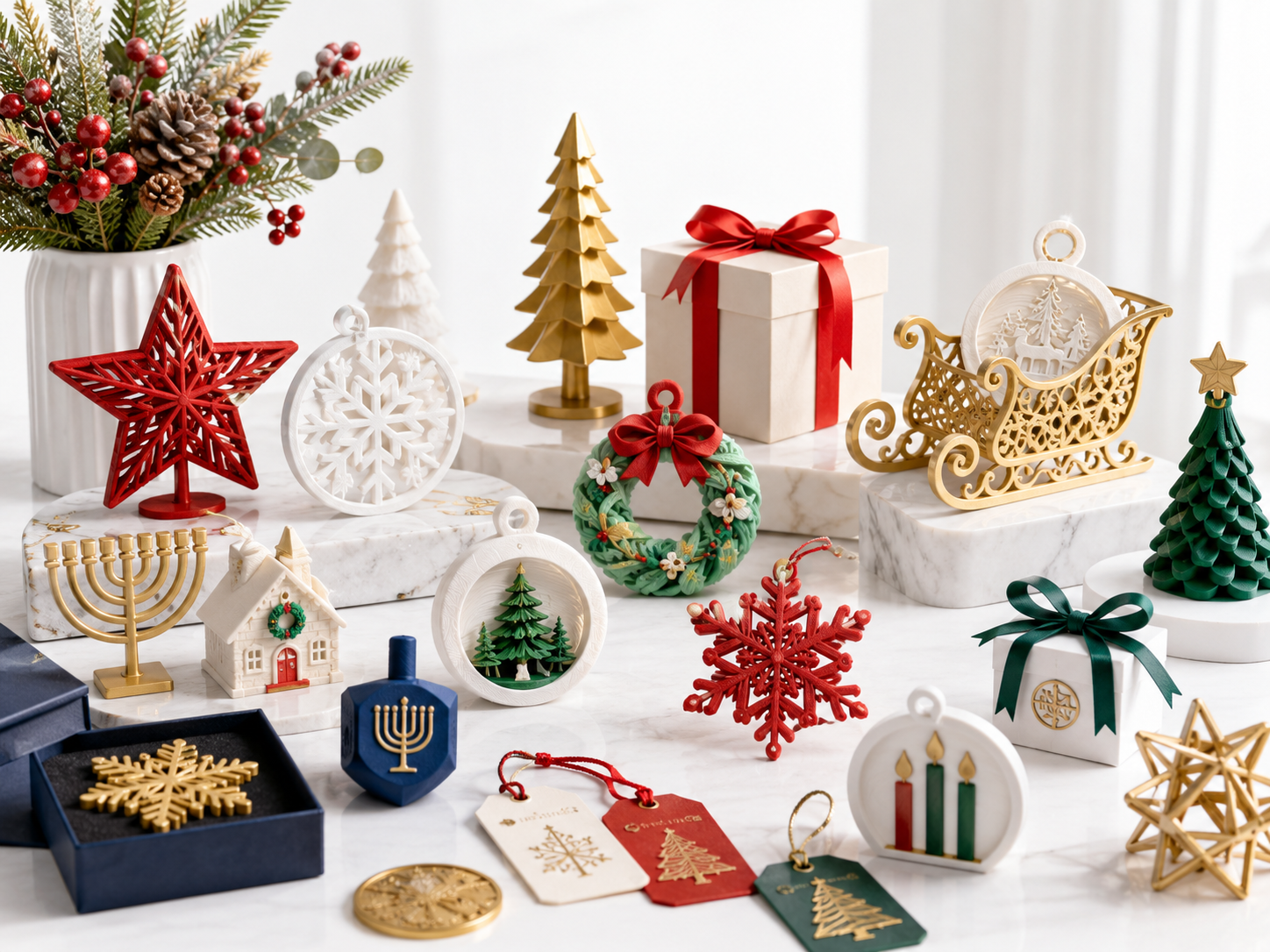 Custom 3D printed holiday signs ornaments gifts decorations and seasonal products